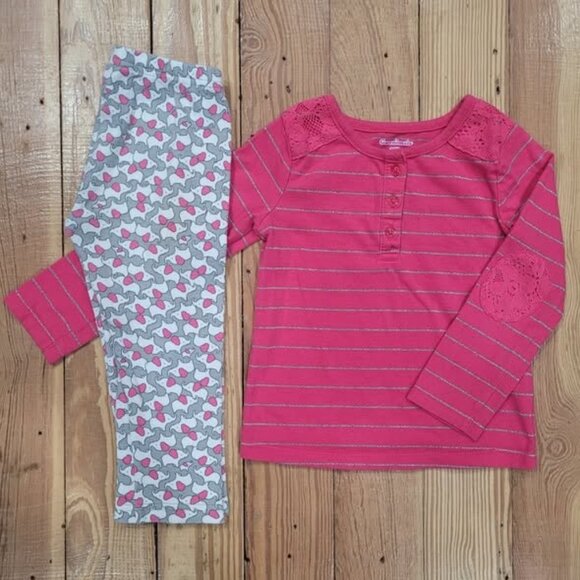 2T 24 Month Elephants Stripes Matching Shirt Pants Garanimals Girl Toddler Cute - Picture 1 of 3